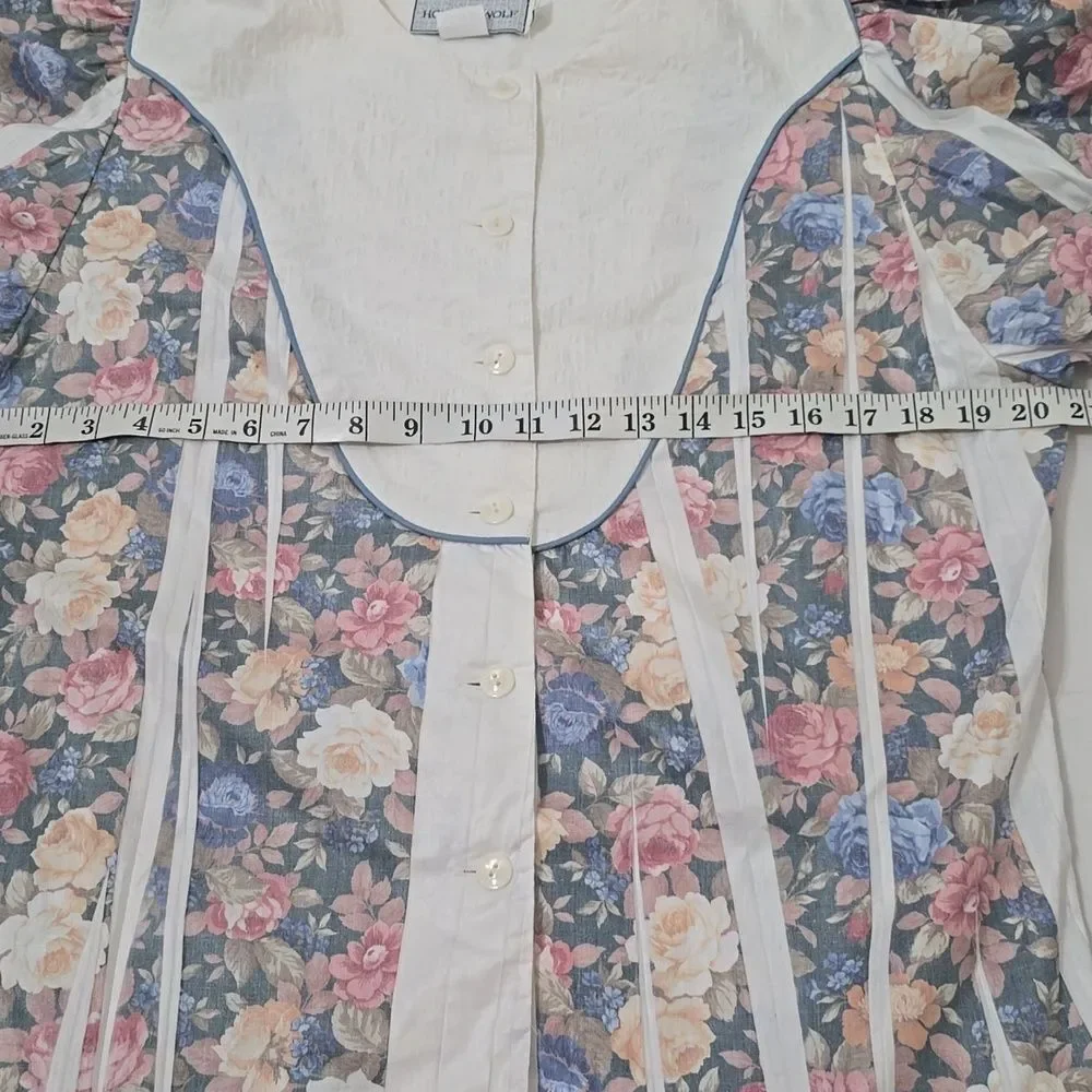 HOWARD WOLF.‎ VINTAGFloral Two-Piece Top and Skort Set in Blue, Pink, Cream 8/10